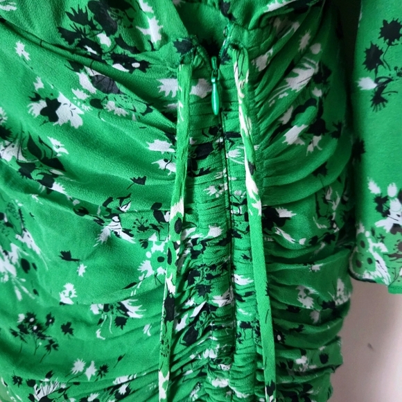 NWT Veronica Beard | 100% Silk Sean Floral Mini Dress in Green Multi - Size 8 - Picture 7 of 13